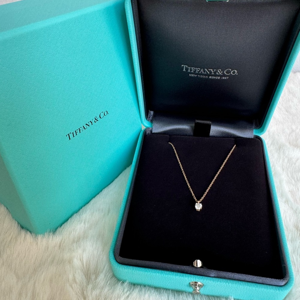 Tiffany & Co. Solitary Diamond 18k Rose Gold Necklace